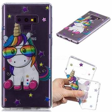 Glasses Unicorn Clear Varnish Soft Phone Back Cover for Samsung Galaxy J7 Duo