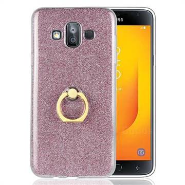 Luxury Soft TPU Glitter Back Ring Cover with 360 Rotate Finger Holder Buckle for Samsung Galaxy J7 Duo - Pink