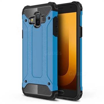 King Kong Armor Premium Shockproof Dual Layer Rugged Hard Cover for Samsung Galaxy J7 Duo - Sky Blue
