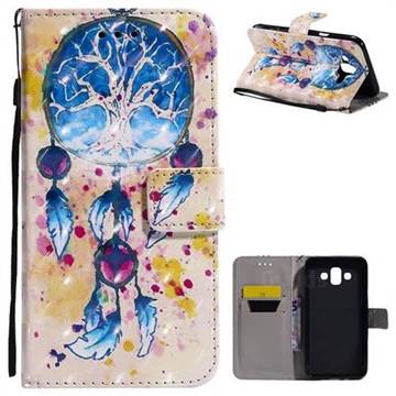 Blue Dream Catcher 3D Painted Leather Wallet Case for Samsung Galaxy J7 Duo