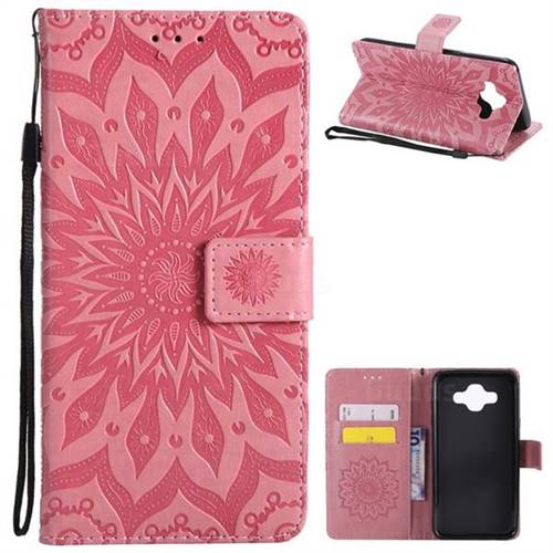 Embossing Sunflower Leather Wallet Case for Samsung Galaxy J7 Duo