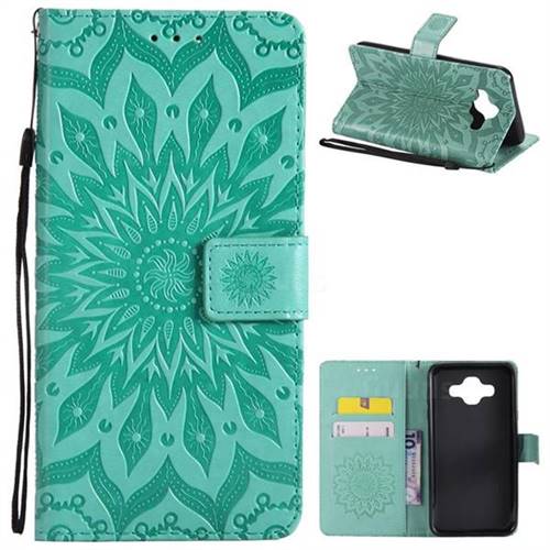 Embossing Sunflower Leather Wallet Case for Samsung Galaxy J7