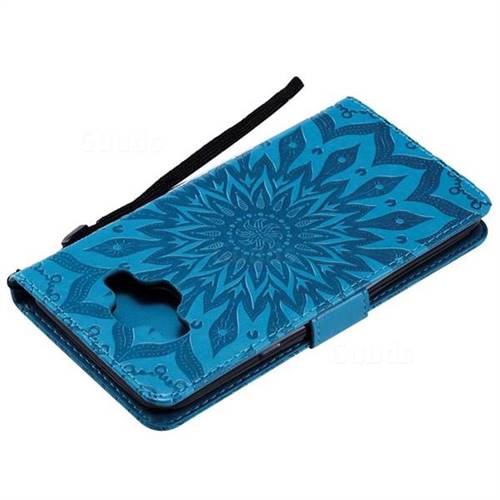 Blue Sunflower PU Leather Wallet Case for Samsung Galaxy J7 Duo