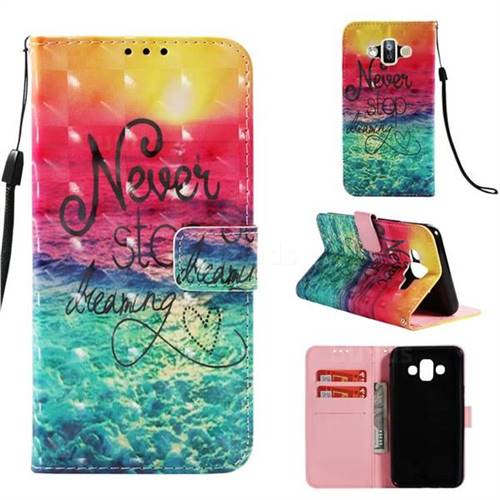 Colorful Dream Catcher 3D Painted Leather Wallet Case for Samsung Galaxy J7 Duo