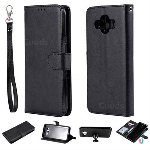 Retro Greek Detachable Magnetic PU Leather Wallet Phone Case for Samsung Galaxy J7 Duo - Black