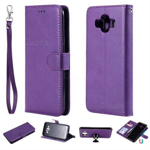 Retro Greek Detachable Magnetic PU Leather Wallet Phone Case for Samsung Galaxy J7 Duo - Purple