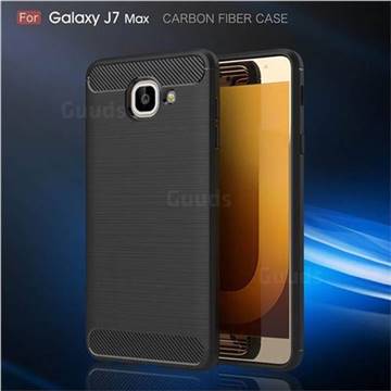 Luxury Carbon Fiber Brushed Wire Drawing Silicone TPU Back Cover for Samsung Galaxy J7 Max G615F (Black)