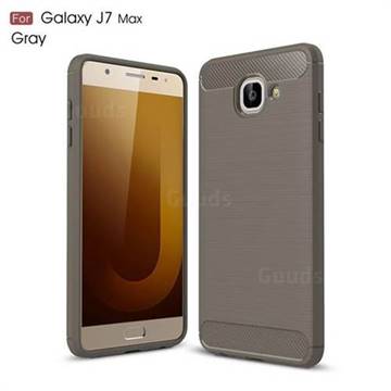 Luxury Carbon Fiber Brushed Wire Drawing Silicone TPU Back Cover for Samsung Galaxy J7 Max G615F (Gray)