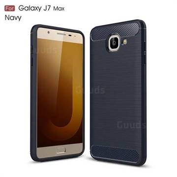 Luxury Carbon Fiber Brushed Wire Drawing Silicone TPU Back Cover for Samsung Galaxy J7 Max G615F (Navy)