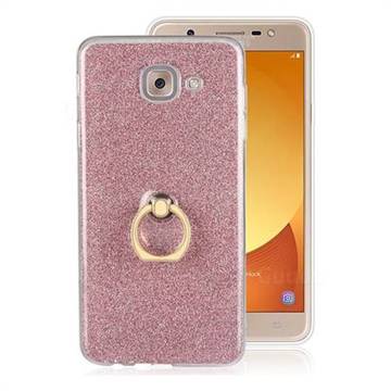 Luxury Soft TPU Glitter Back Ring Cover with 360 Rotate Finger Holder Buckle for Samsung Galaxy J7 Max G615F - Pink