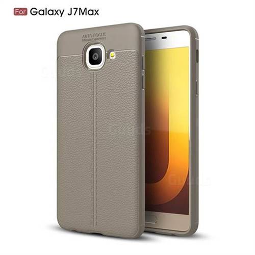 Luxury Auto Focus Litchi Texture Silicone TPU Back Cover for Samsung Galaxy J7 Max G615F - Gray