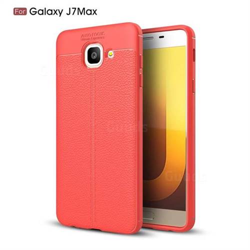 Luxury Auto Focus Litchi Texture Silicone TPU Back Cover for Samsung Galaxy J7 Max G615F - Red