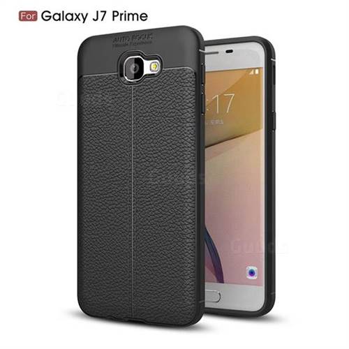 Luxury Auto Focus Litchi Texture Silicone TPU Back Cover for Samsung Galaxy J7 Prime G610 - Black