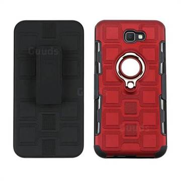3 in 1 PC + Silicone Leather Phone Case for Samsung Galaxy J7 Prime G610 - Red