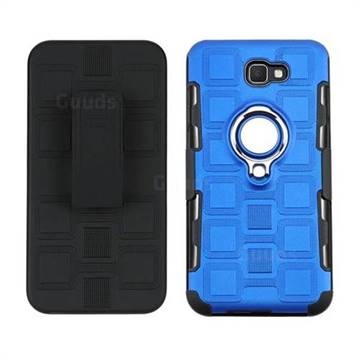3 in 1 PC + Silicone Leather Phone Case for Samsung Galaxy J7 Prime G610 - Dark Blue