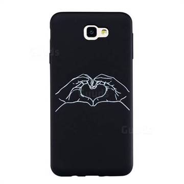 Heart Hand Stick Figure Matte Black TPU Phone Cover for Samsung Galaxy J7 Prime G610
