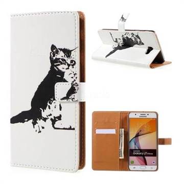 Cute Cat Leather Wallet Case for Samsung Galaxy J7 Prime G610