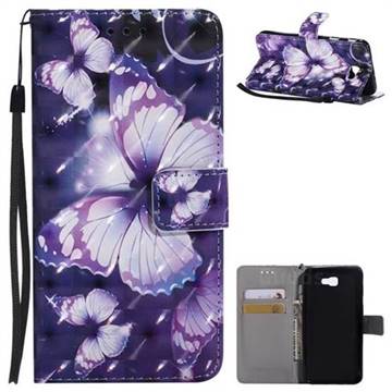 Violet butterfly 3D Painted Leather Wallet Case for Samsung Galaxy J7 Prime G610