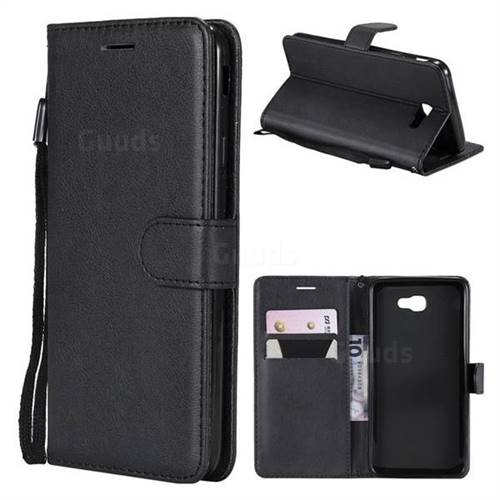 Retro Greek Classic Smooth PU Leather Wallet Phone Case for Samsung Galaxy J7 Prime G610 - Black