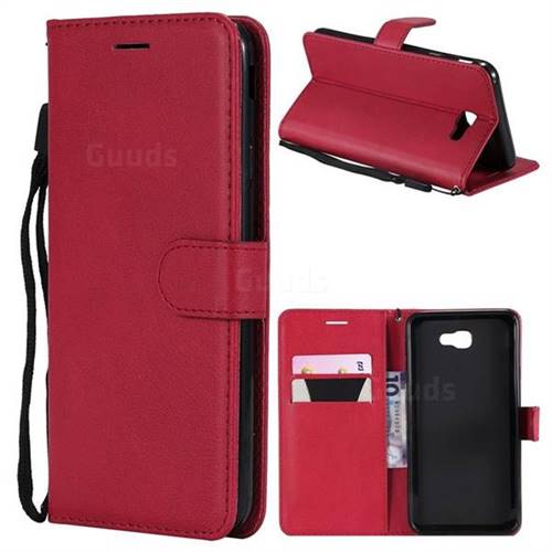 Retro Greek Classic Smooth PU Leather Wallet Phone Case for Samsung Galaxy J7 Prime G610 - Red