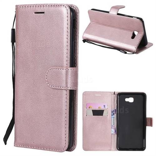 Retro Greek Classic Smooth PU Leather Wallet Phone Case for Samsung Galaxy J7 Prime G610 - Rose Gold