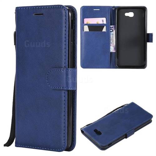 Retro Greek Classic Smooth PU Leather Wallet Phone Case for Samsung Galaxy J7 Prime G610 - Blue