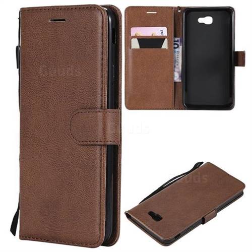 Retro Greek Classic Smooth PU Leather Wallet Phone Case for Samsung Galaxy J7 Prime G610 - Brown