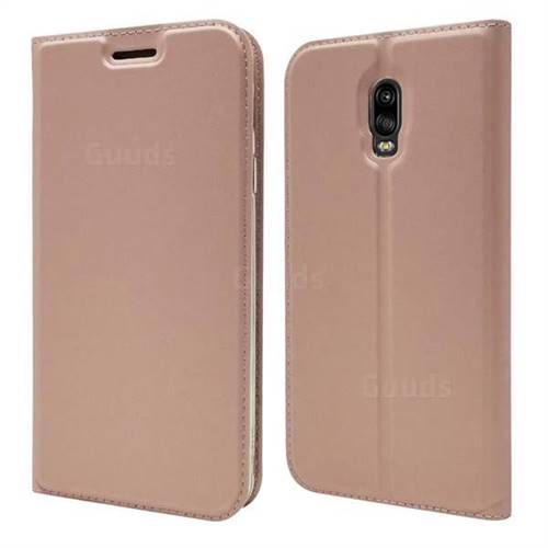 Ultra Slim Card Magnetic Automatic Suction Leather Wallet Case for Samsung Galaxy J7 Prime G610 - Rose Gold