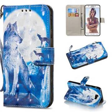 Ice Wolf 3D Painted Leather Wallet Phone Case for Samsung Galaxy J7 Prime G610
