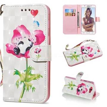 Flower Panda 3D Painted Leather Wallet Phone Case for Samsung Galaxy J7 Prime G610