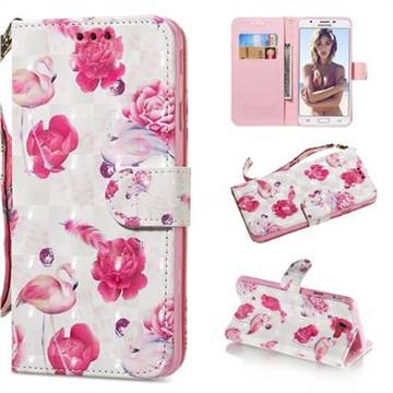 Flamingo 3D Painted Leather Wallet Phone Case for Samsung Galaxy J7 Prime G610
