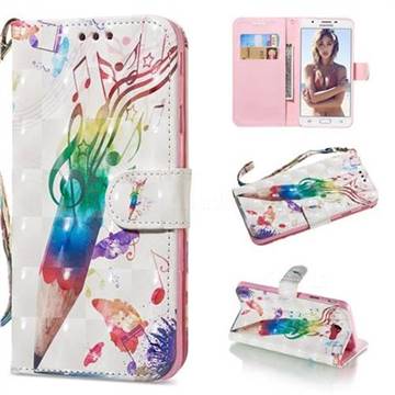 Music Pen 3D Painted Leather Wallet Phone Case for Samsung Galaxy J7 Prime G610