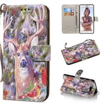 Elk Deer 3D Painted Leather Wallet Phone Case for Samsung Galaxy J7 Prime G610