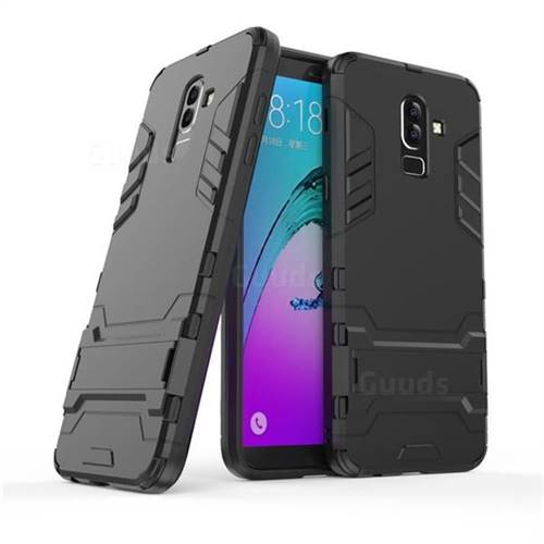 Armor Premium Tactical Grip Kickstand Shockproof Dual Layer Rugged Hard Cover for Samsung Galaxy J8 - Black