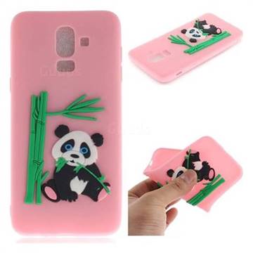 Panda Eating Bamboo Soft 3D Silicone Case for Samsung Galaxy J8 - Pink
