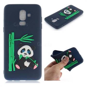 Panda Eating Bamboo Soft 3D Silicone Case for Samsung Galaxy J8 - Dark Blue