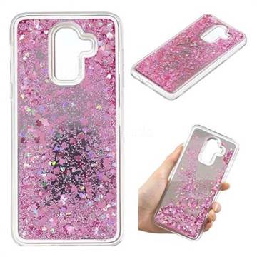 Glitter Sand Mirror Quicksand Dynamic Liquid Star TPU Case for Samsung Galaxy J8 - Cherry Pink