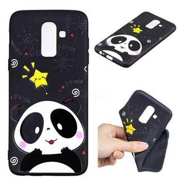 Cute Bear 3D Embossed Relief Black TPU Cell Phone Back Cover for Samsung Galaxy J8
