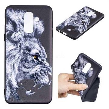Lion 3D Embossed Relief Black TPU Cell Phone Back Cover for Samsung Galaxy J8