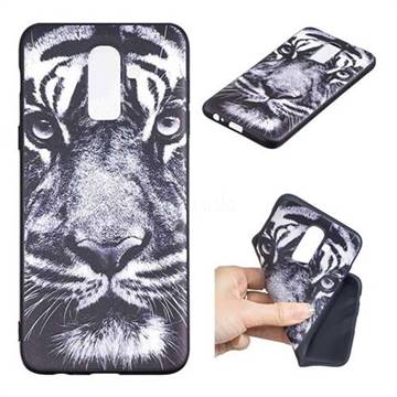 White Tiger 3D Embossed Relief Black TPU Cell Phone Back Cover for Samsung Galaxy J8