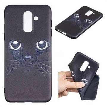 Bearded Feline 3D Embossed Relief Black TPU Cell Phone Back Cover for Samsung Galaxy J8