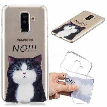 Cat Say No Clear Varnish Soft Phone Back Cover for Samsung Galaxy J8