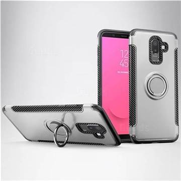 Armor Anti Drop Carbon PC + Silicon Invisible Ring Holder Phone Case for Samsung Galaxy J8 - Silver