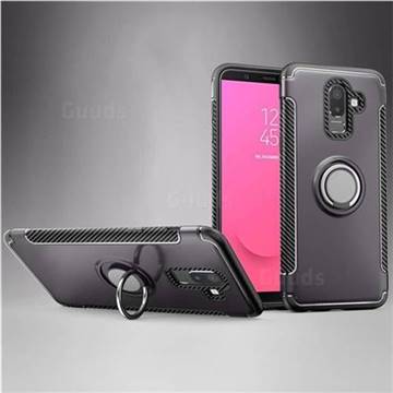 Armor Anti Drop Carbon PC + Silicon Invisible Ring Holder Phone Case for Samsung Galaxy J8 - Grey