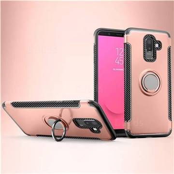 Armor Anti Drop Carbon PC + Silicon Invisible Ring Holder Phone Case for Samsung Galaxy J8 - Rose Gold