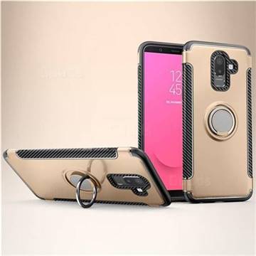 Armor Anti Drop Carbon PC + Silicon Invisible Ring Holder Phone Case for Samsung Galaxy J8 - Champagne