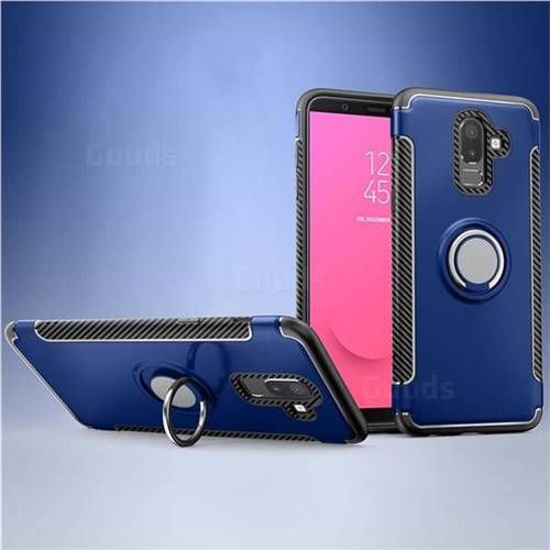 Armor Anti Drop Carbon PC + Silicon Invisible Ring Holder Phone Case for Samsung Galaxy J8 - Sapphire