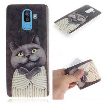Cat Embrace IMD Soft TPU Cell Phone Back Cover for Samsung Galaxy J8