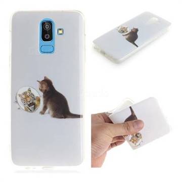 Cat and Tiger IMD Soft TPU Cell Phone Back Cover for Samsung Galaxy J8
