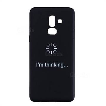 Thinking Stick Figure Matte Black TPU Phone Cover for Samsung Galaxy J8